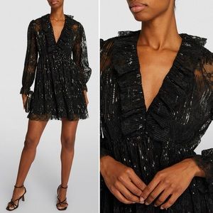 NWOT Maje Reville Sequin Lace Minidress in Black Size 38